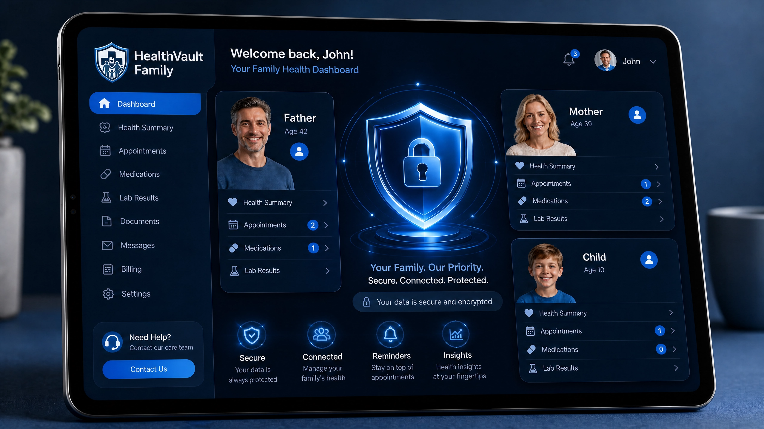 Organized medical documents inside a digital HealthVault Family account